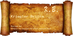 Kriegler Britta névjegykártya